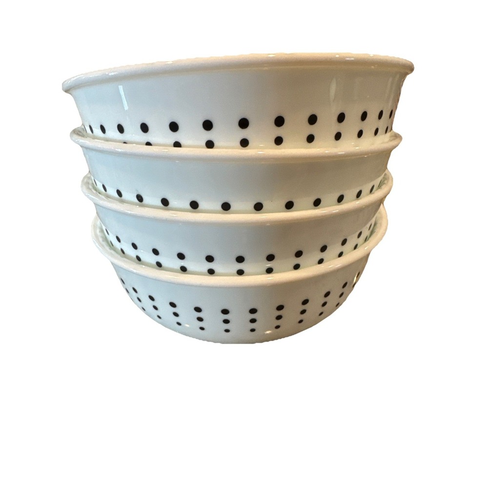 4 X  Corelle Vitrelle Bayside Dots 5.5" X 2" Cereal Bowls Blue White Excellent